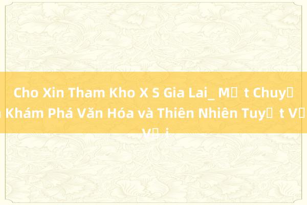 Cho Xin Tham Kho X S Gia Lai_ Một Chuyến Khám Phá Văn Hóa và Thiên Nhiên Tuyệt Vời