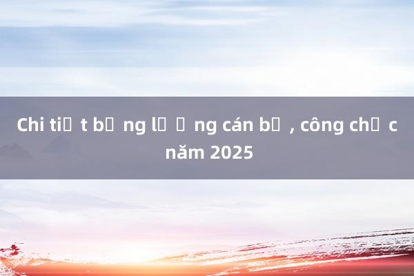 Chi tiết bảng lương cán bộ, công chức năm 2025